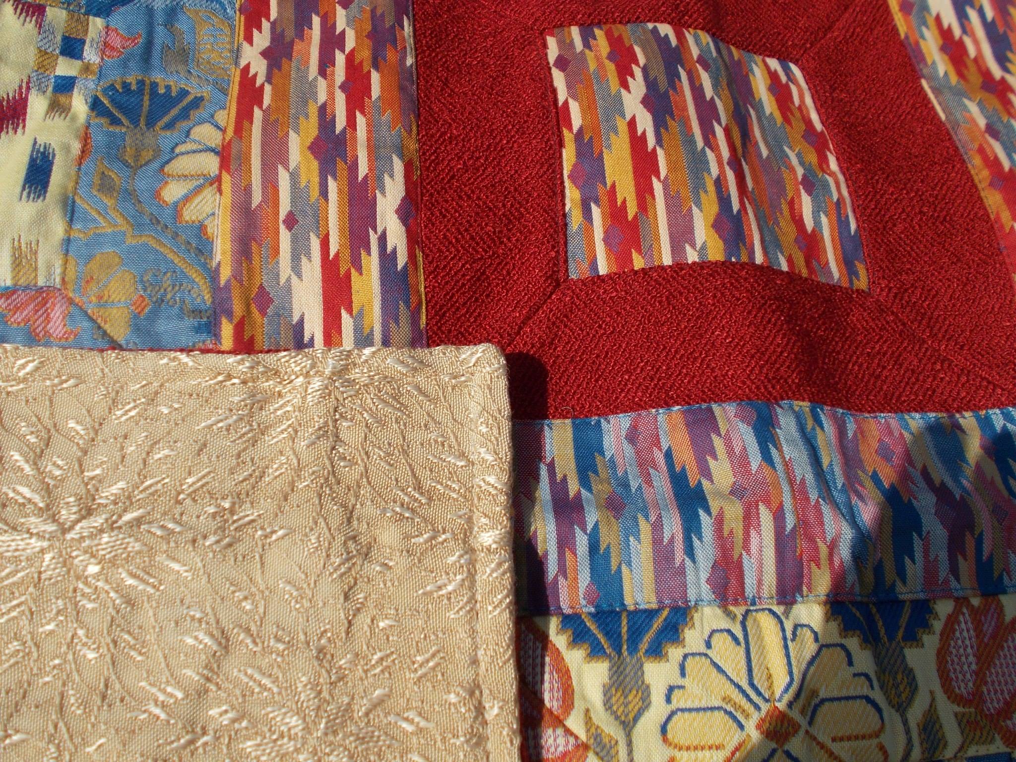 Red Patchwork Quilt with reverse